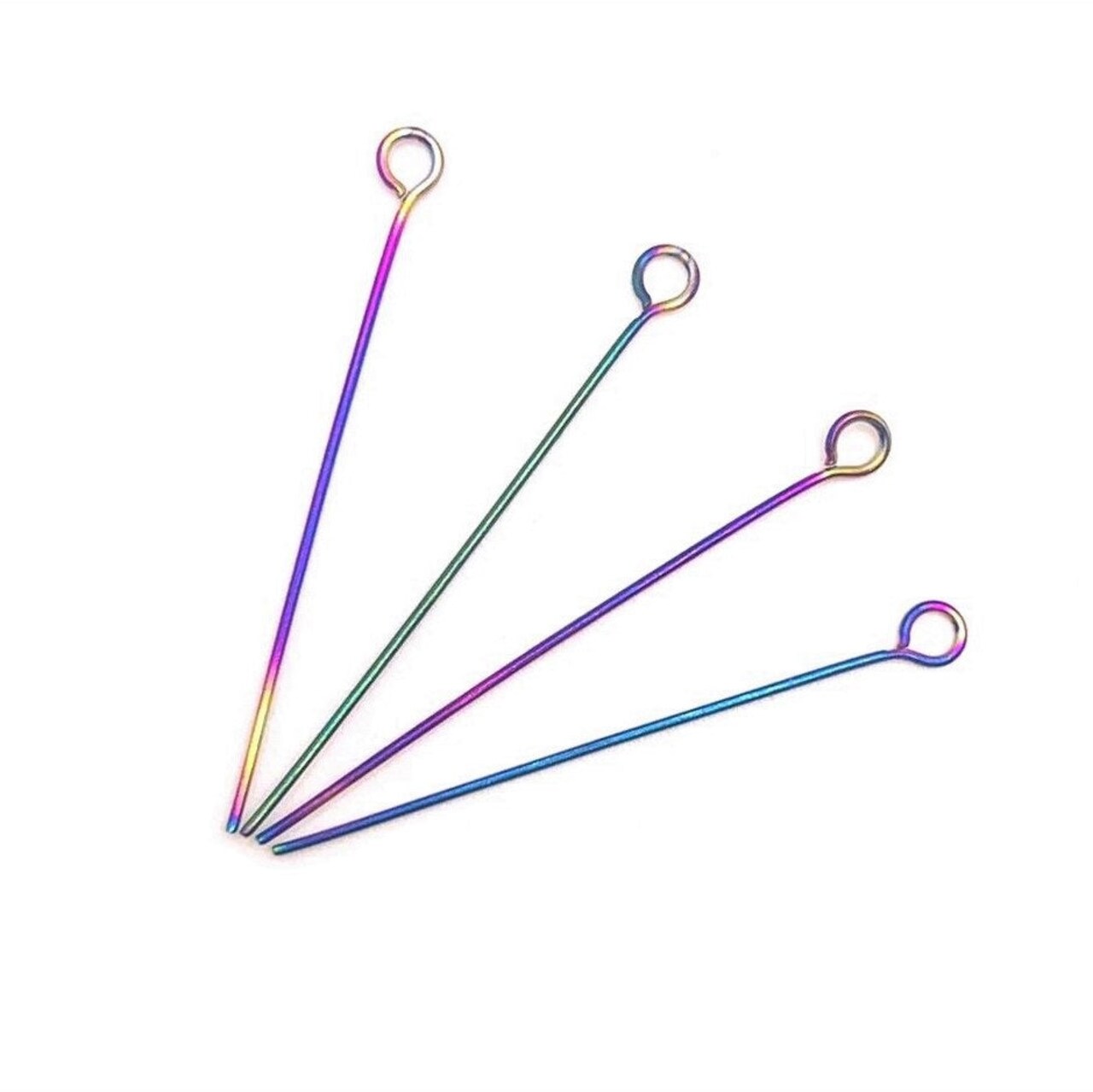 100 or 500 Pieces: 201 Stainless Steel Rainbow Oil Slick Eye Pins, 35mm